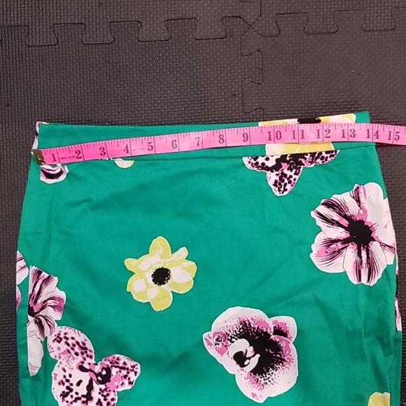 J.crew pencil skirt green with floral print size 0 - Picture 7 of 8